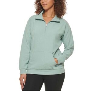 Marc New York Ladies' Ribbed Quarter Zip Pullover with Pockets in jade